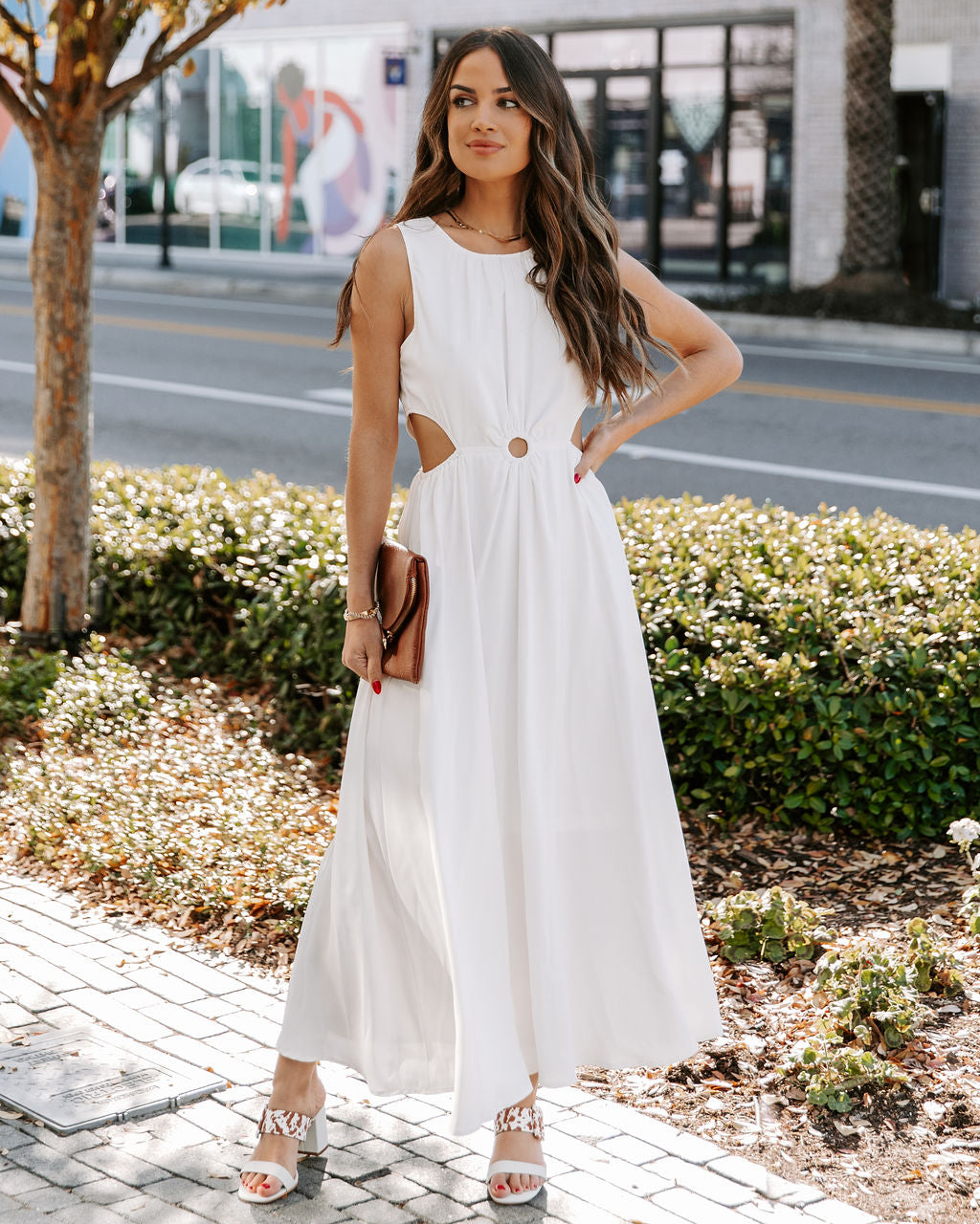Breeze Bay Cutout Midi Dress Off White