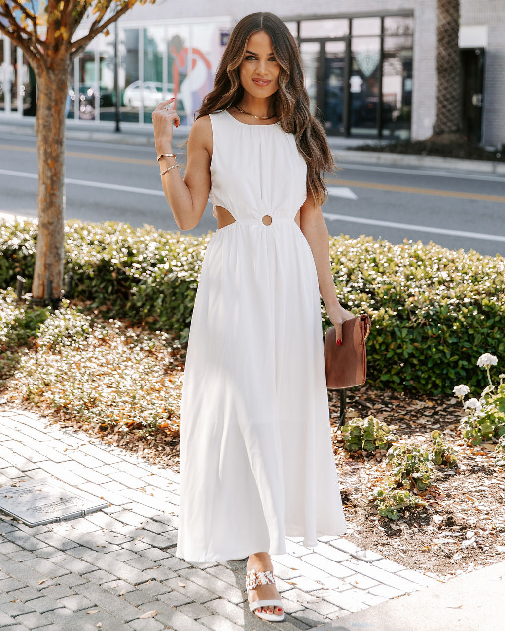 Breeze Bay Cutout Midi Dress Off White