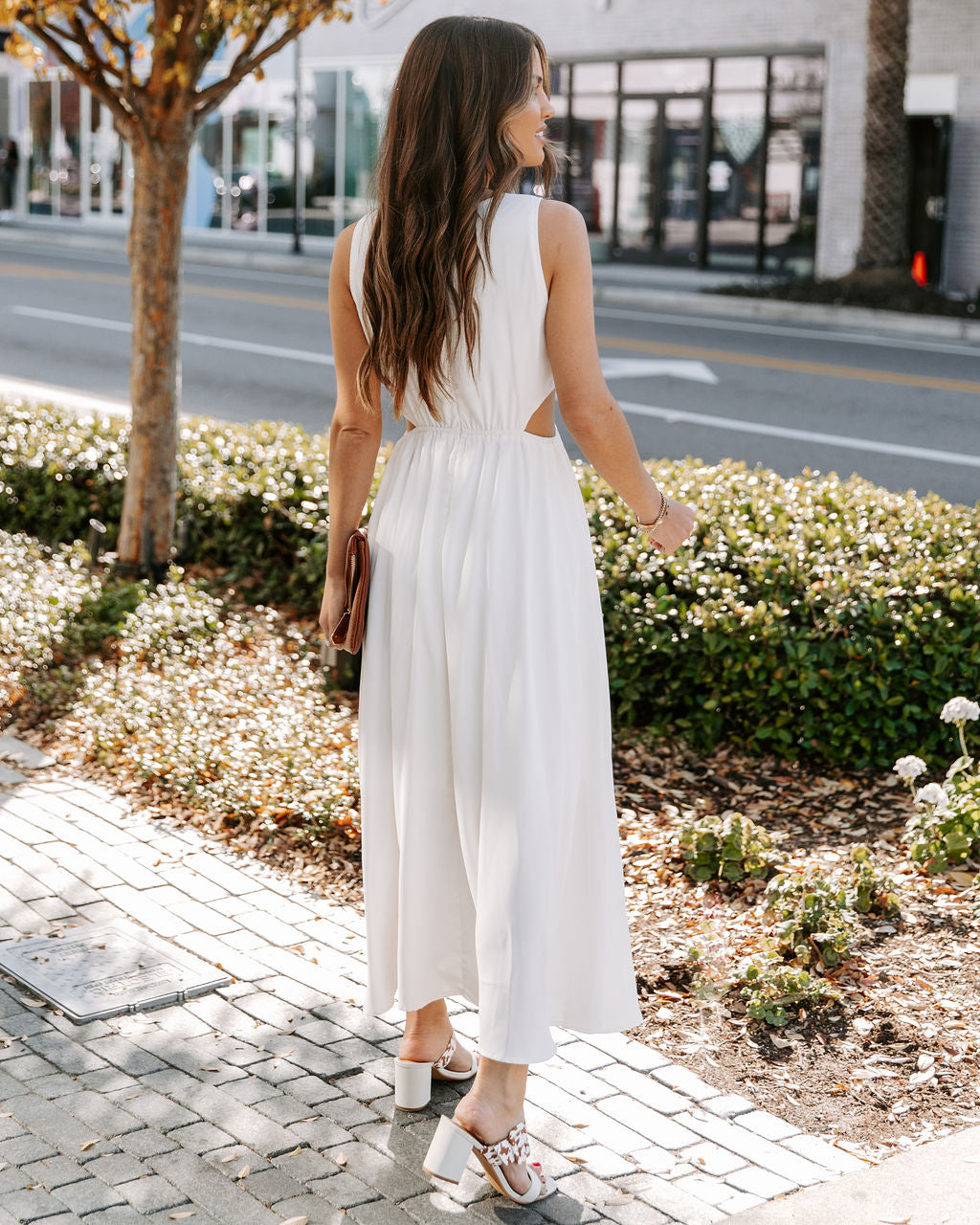 Breeze Bay Cutout Midi Dress Off White