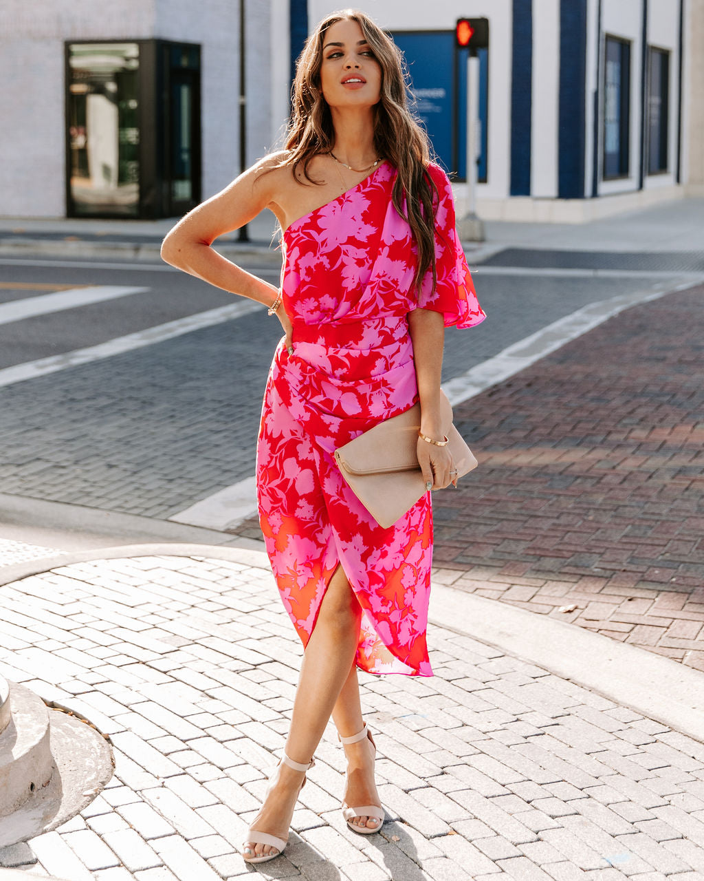 To Addicted Love One Shoulder Midi Dress