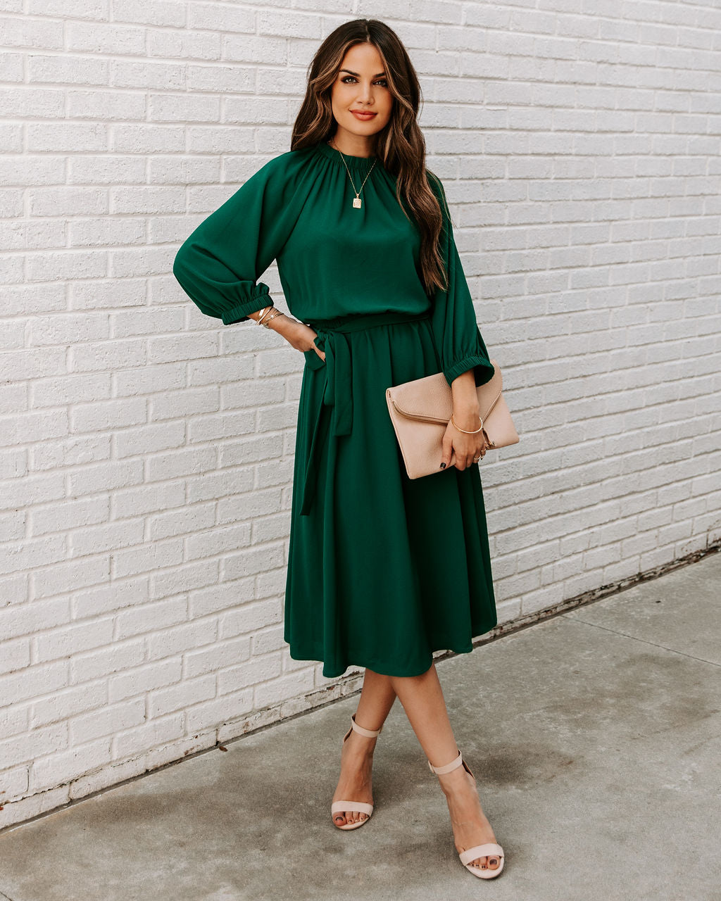 Tie Woodhaven Midi Dress Hunter Green