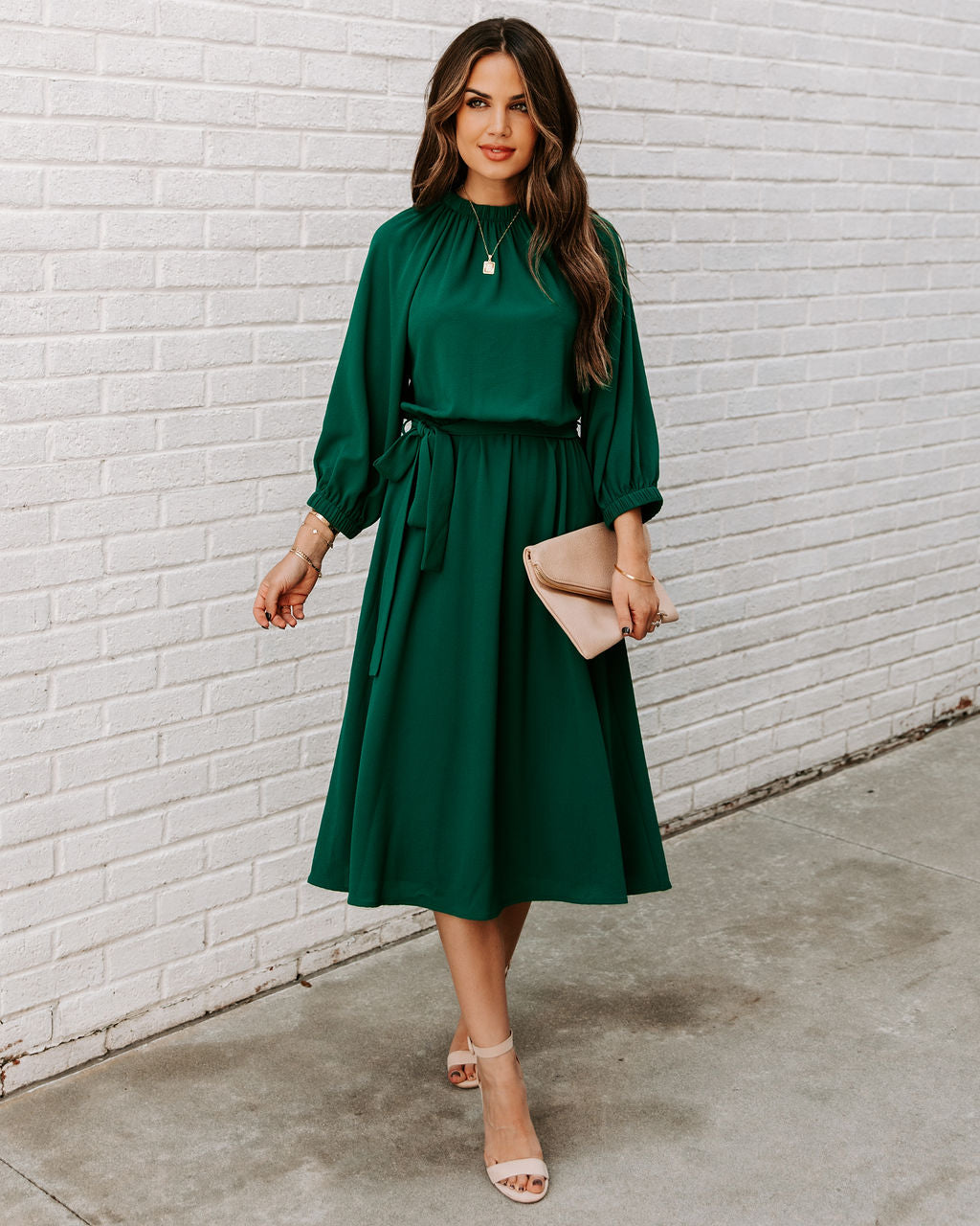 Tie Woodhaven Midi Dress Hunter Green