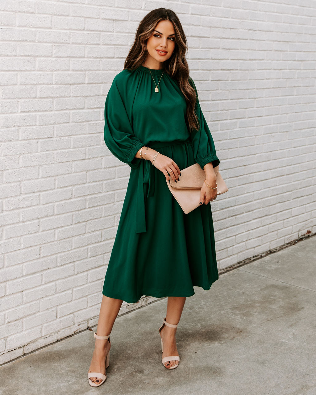 Tie Woodhaven Midi Dress Hunter Green
