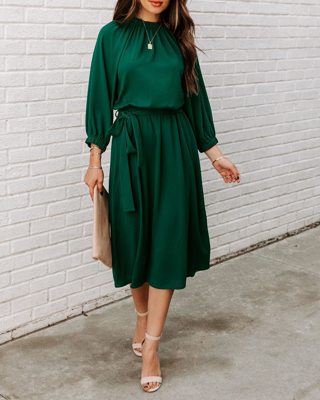 Tie Woodhaven Midi Dress Hunter Green