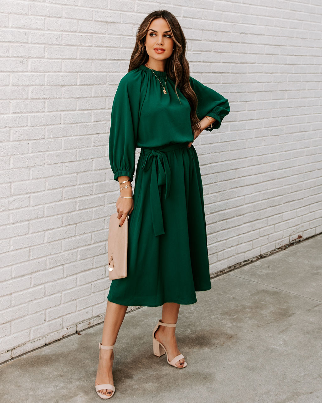 Tie Woodhaven Midi Dress Hunter Green