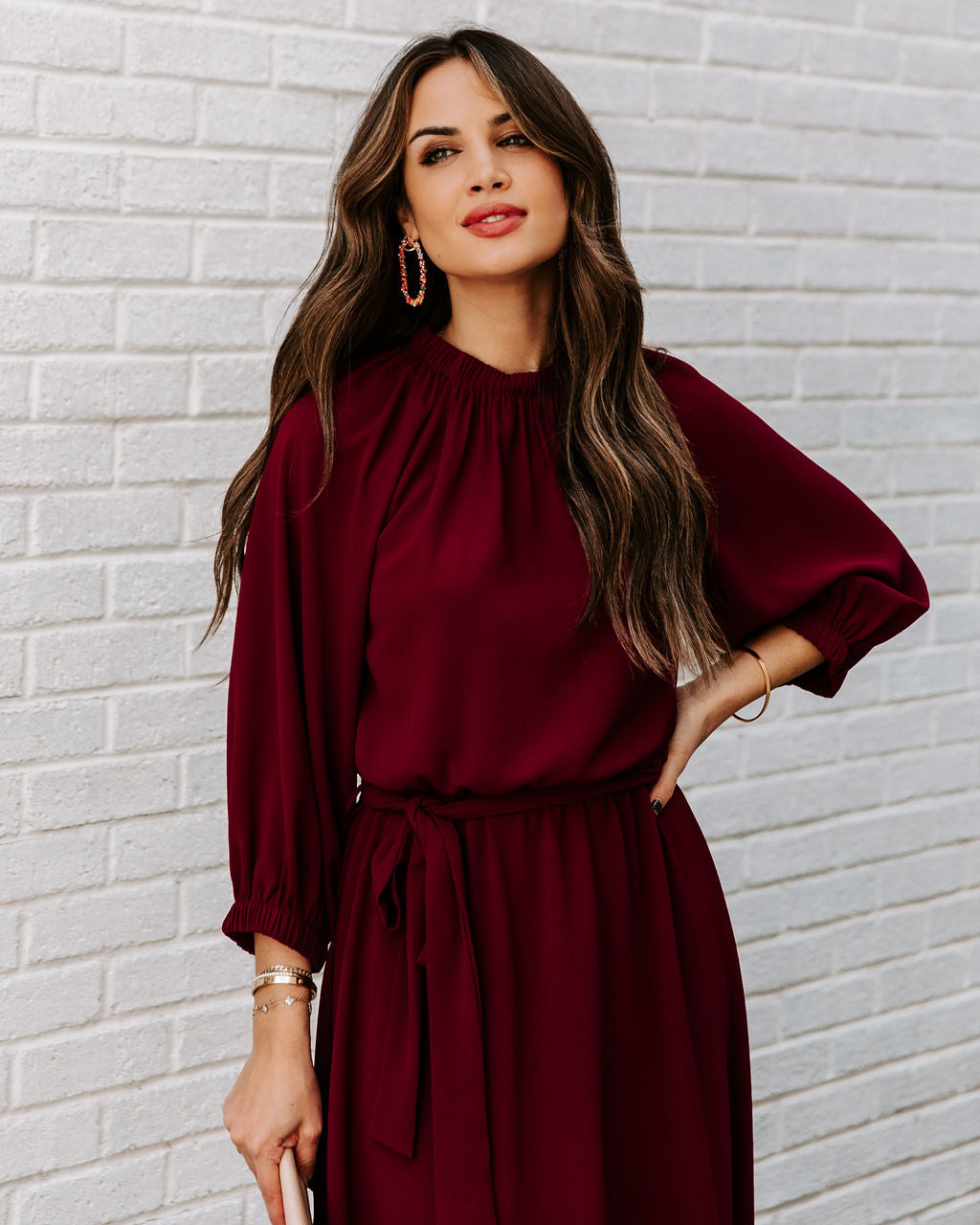 Tie Woodhaven Midi Dress Wine