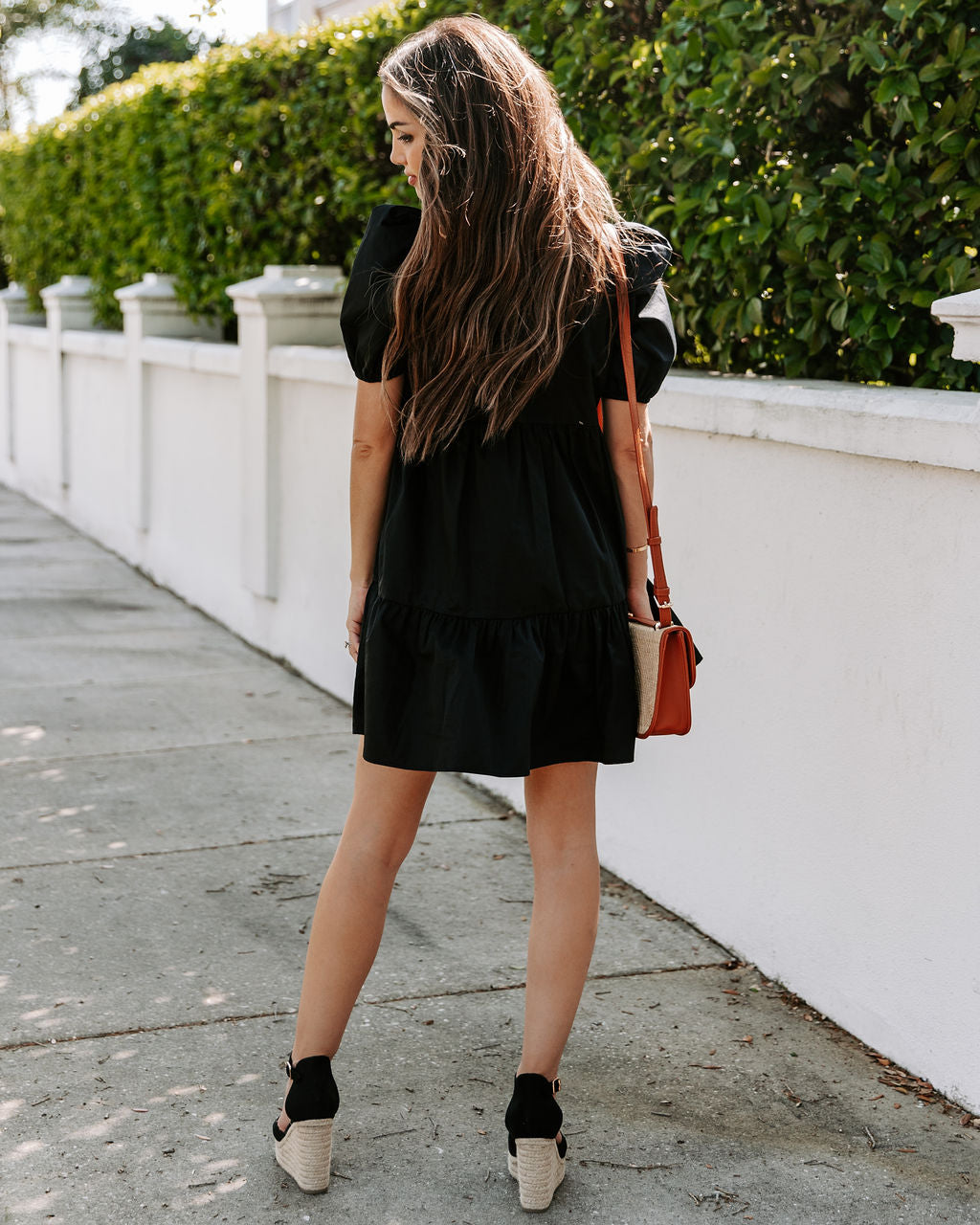 Cotton Aliza Button Down Babydoll Dress Black