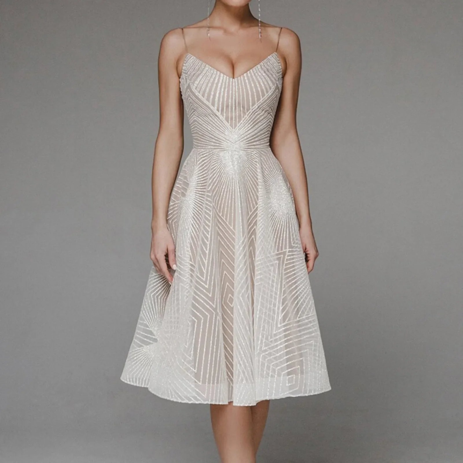 Sophisticated Luxury Long Formal Party Midi Dress
