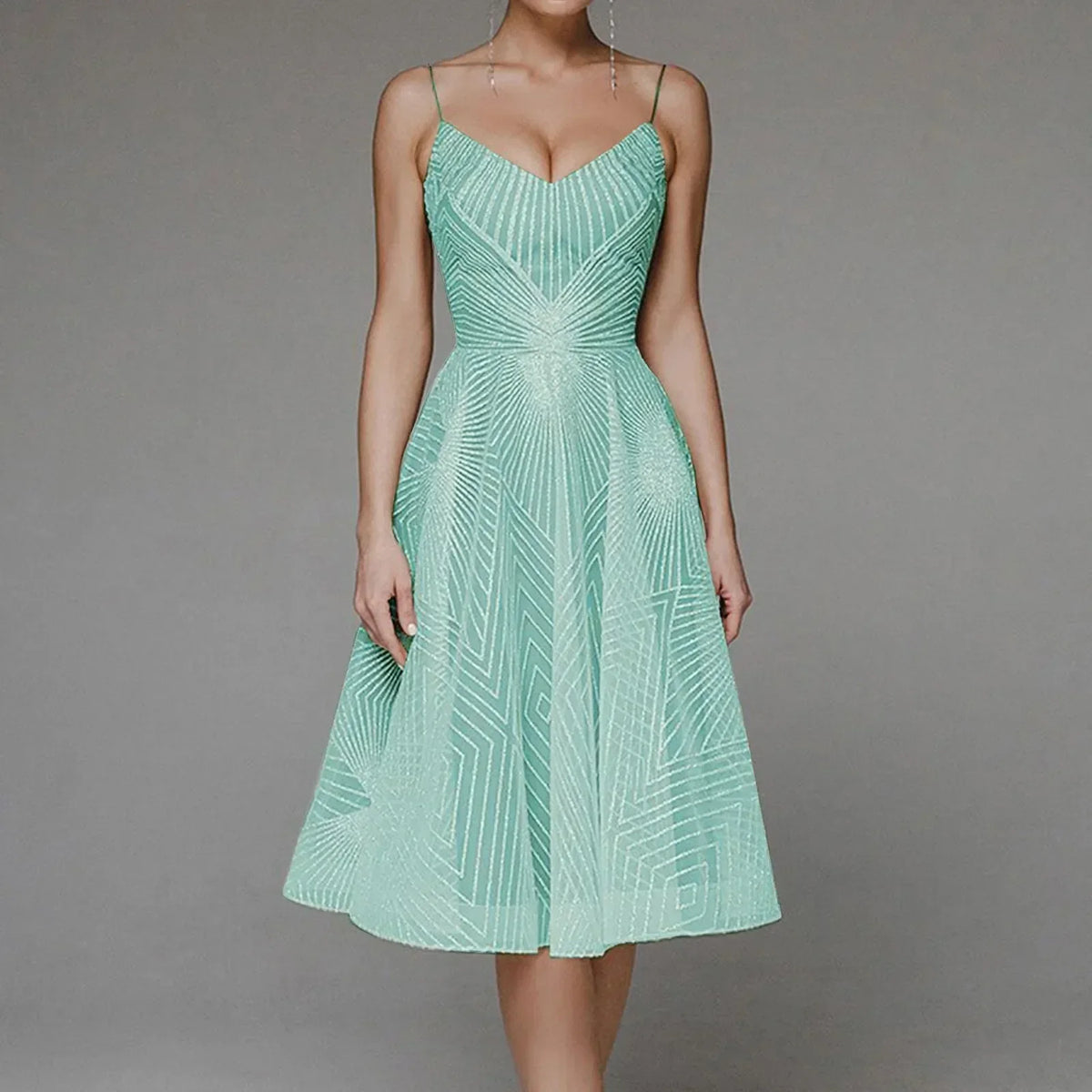 Sophisticated Luxury Long Formal Party Midi Dress