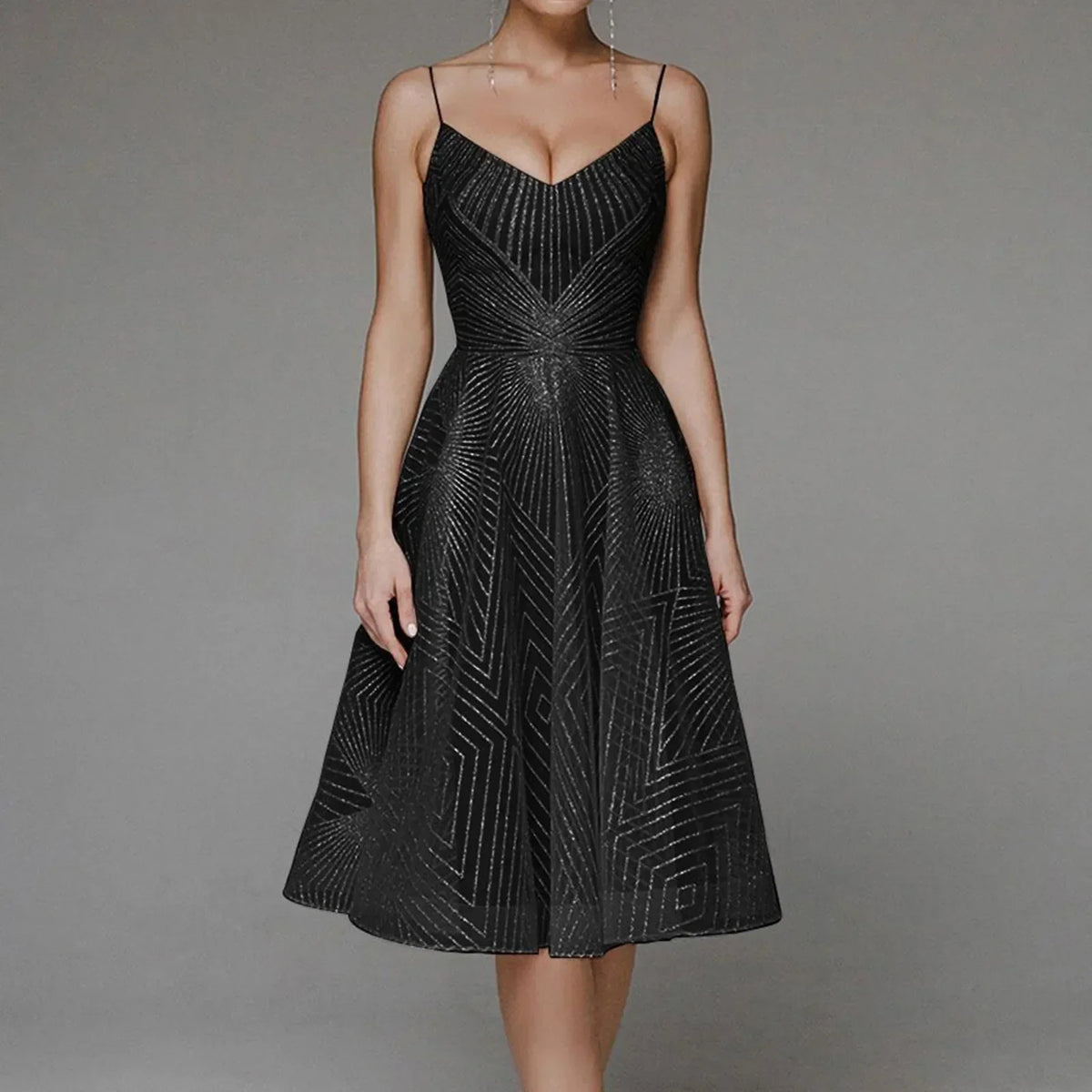 Sophisticated Luxury Long Formal Party Midi Dress