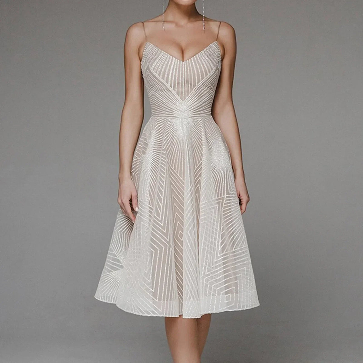 Sophisticated Luxury Long Formal Party Midi Dress
