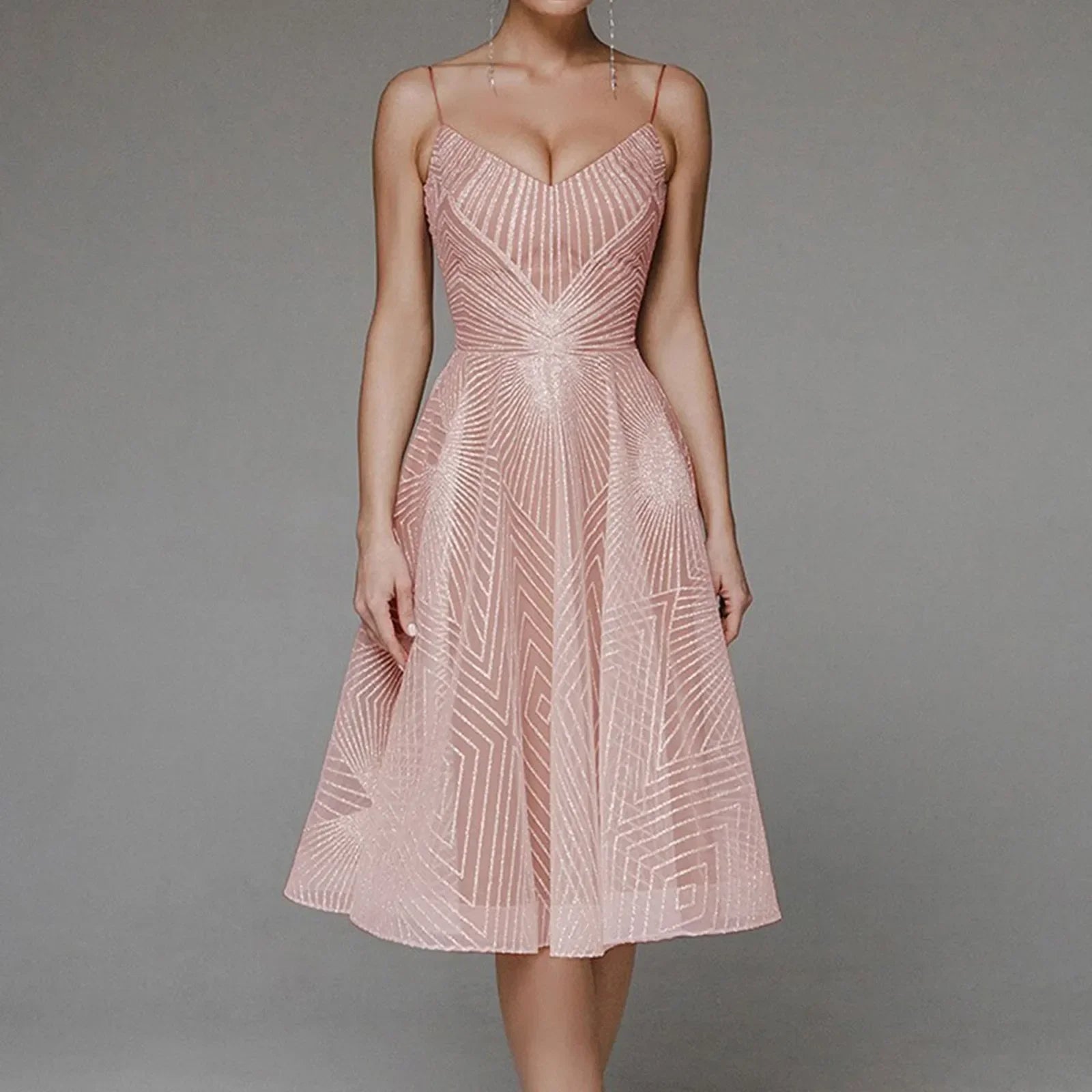 Sophisticated Luxury Long Formal Party Midi Dress