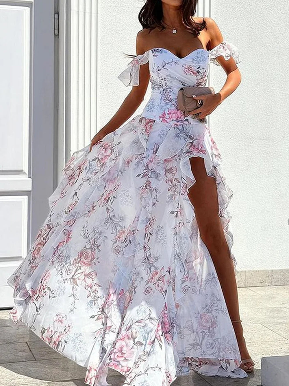 Chic One Shoulder Print Dress
