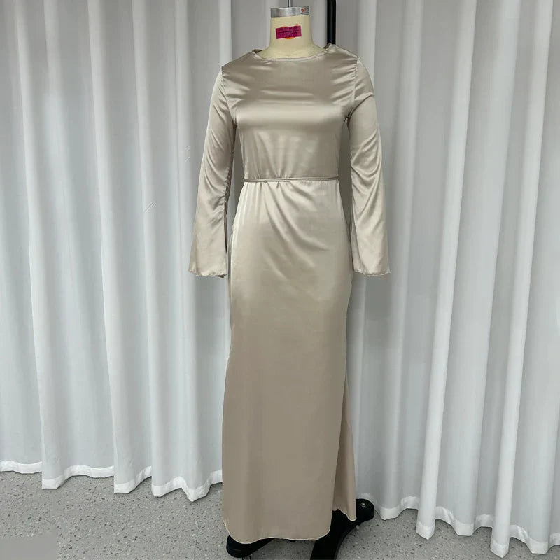 2024 Autumn Style Slim Flare Sleeve Lace Up Maxi Dress