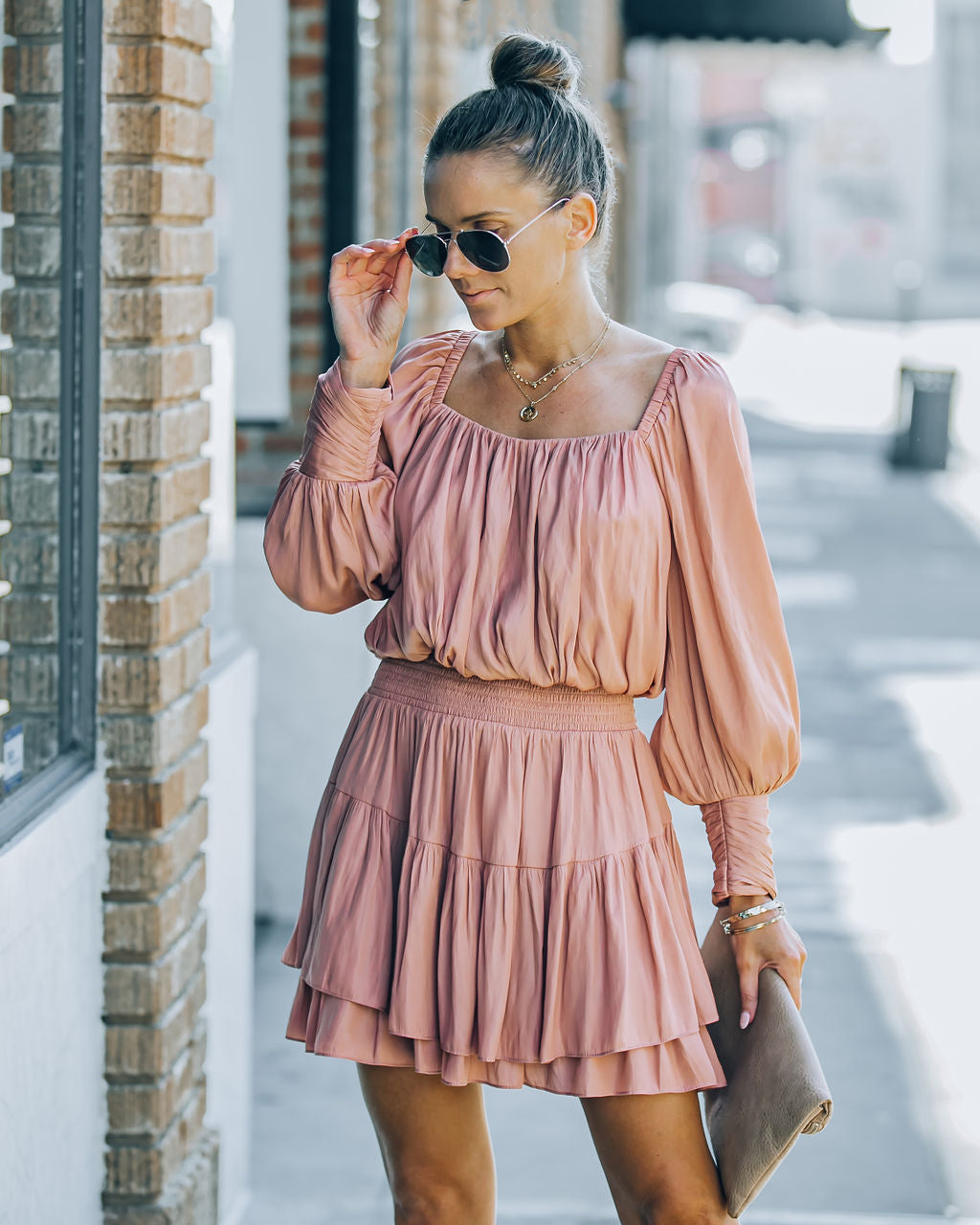 Smocked Ayla Ruffle Mini Dress Rosette FINAL