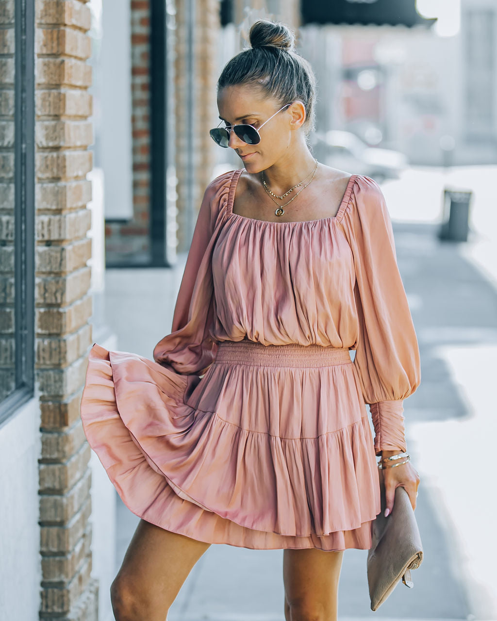 Smocked Ayla Ruffle Mini Dress Rosette FINAL