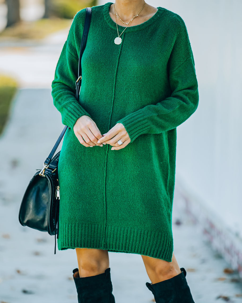 Mountain Smoky Sweater Dress Green