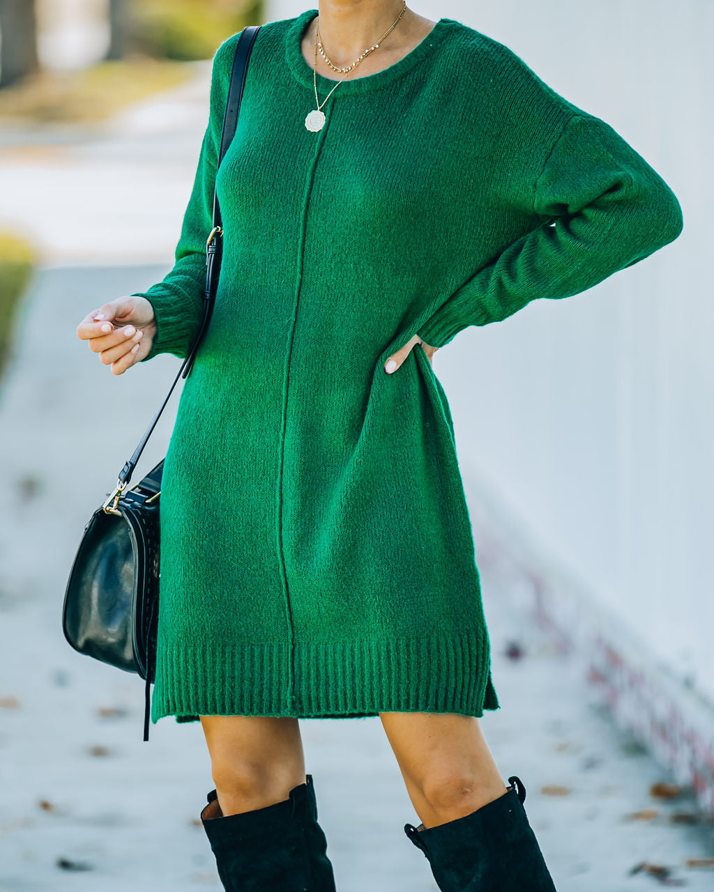 Mountain Smoky Sweater Dress Green