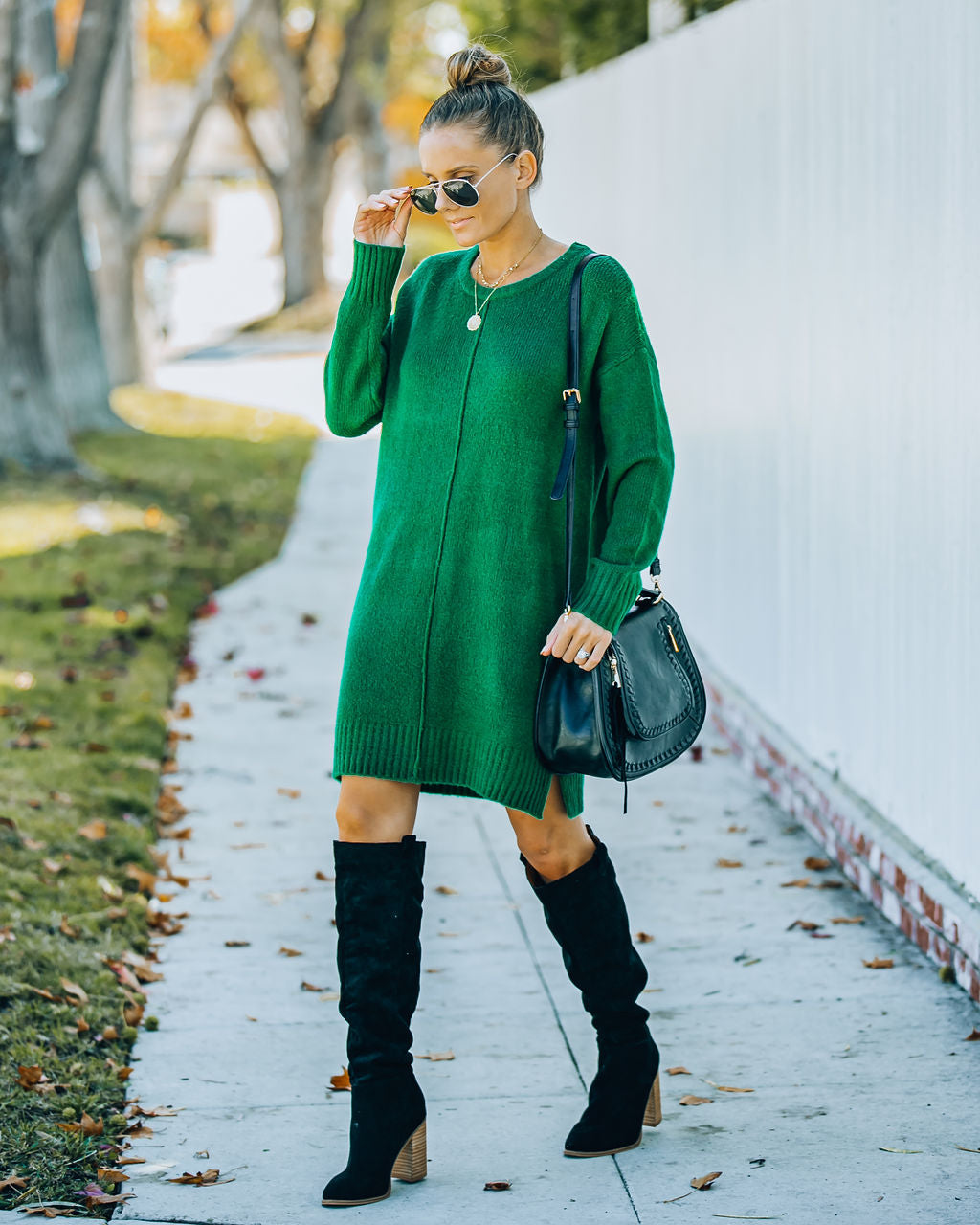 Mountain Smoky Sweater Dress Green