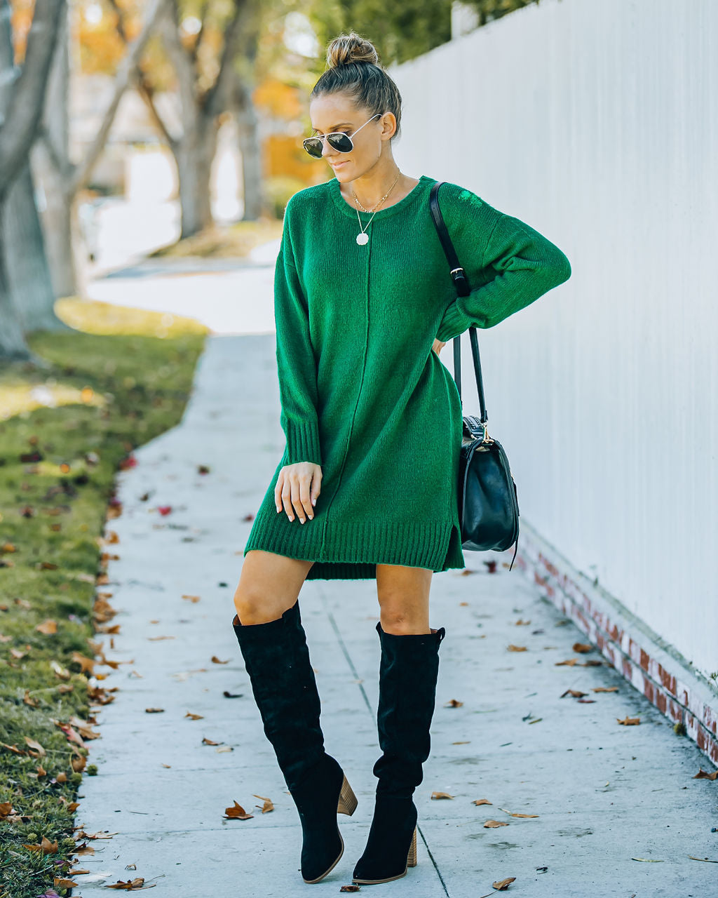 Mountain Smoky Sweater Dress Green