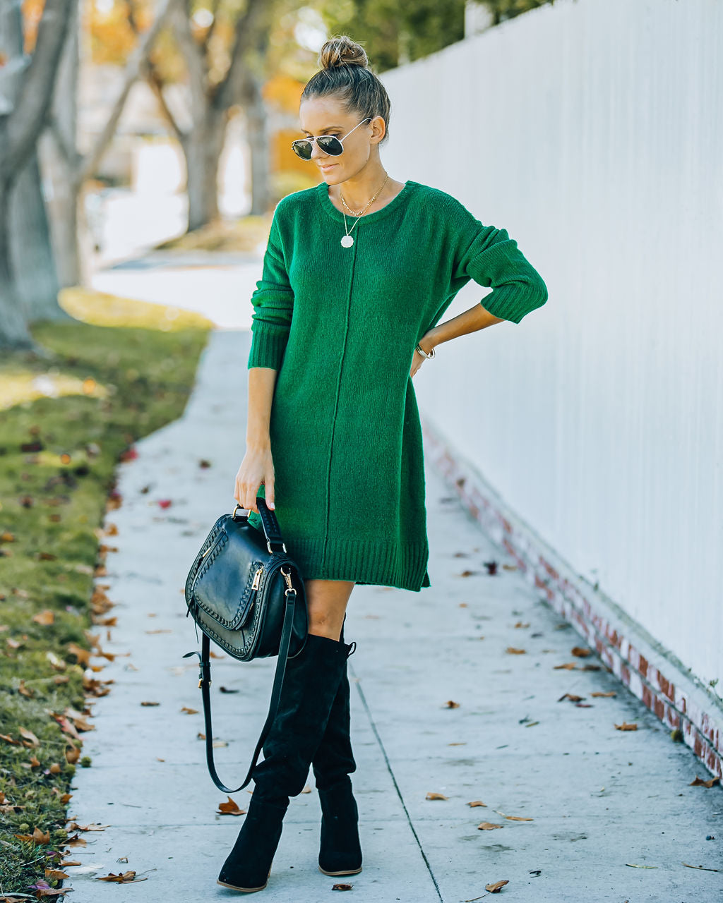 Mountain Smoky Sweater Dress Green