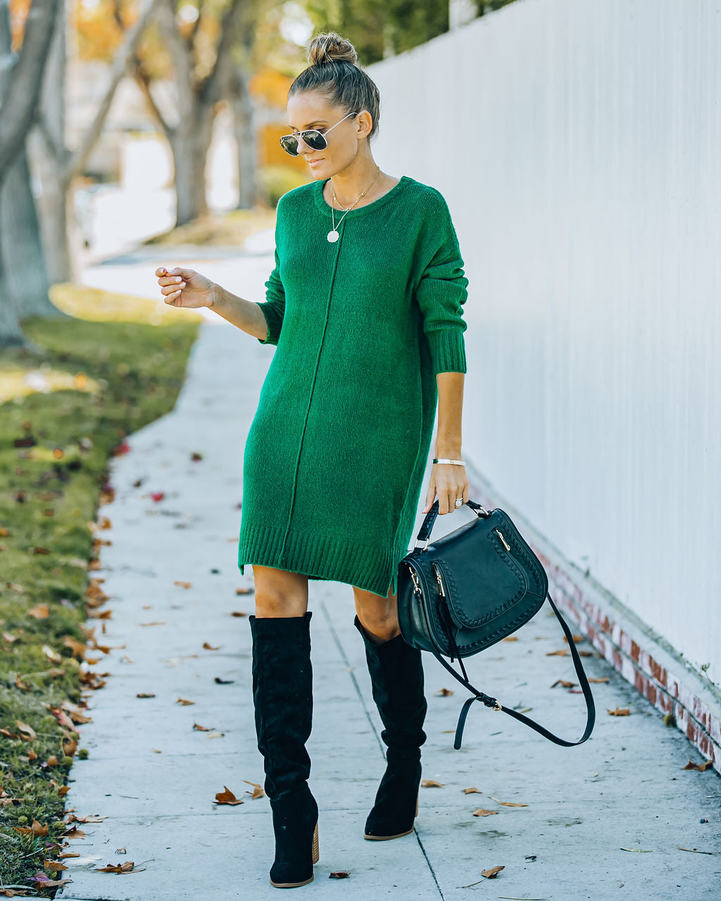 Mountain Smoky Sweater Dress Green