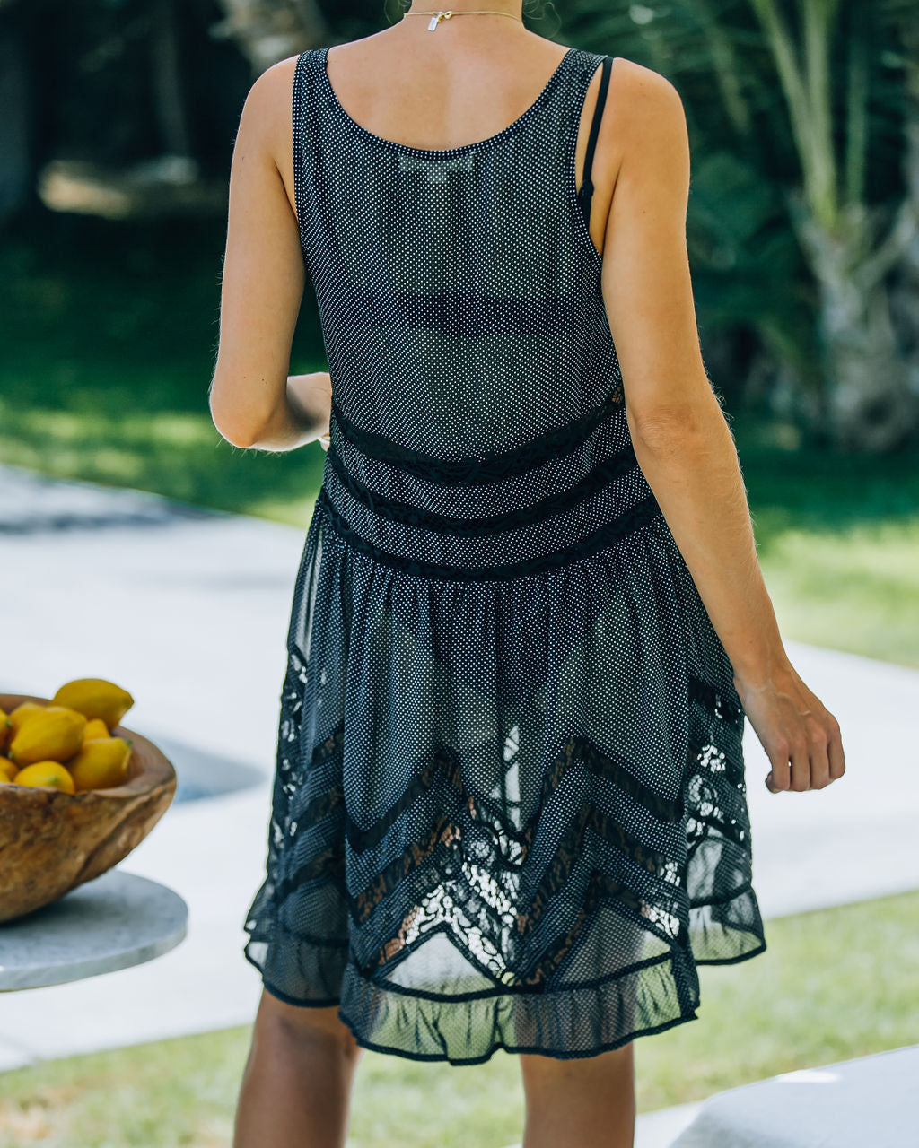 Natural Au Lace Trim Cover Up Dress Black