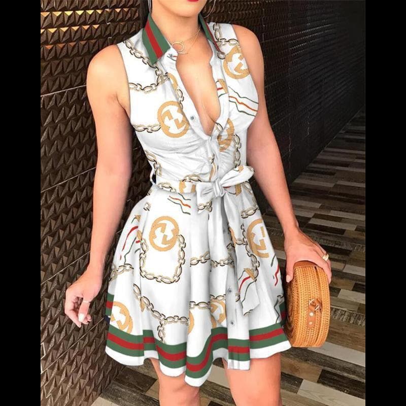 Botanical Print Summer Beach Dress