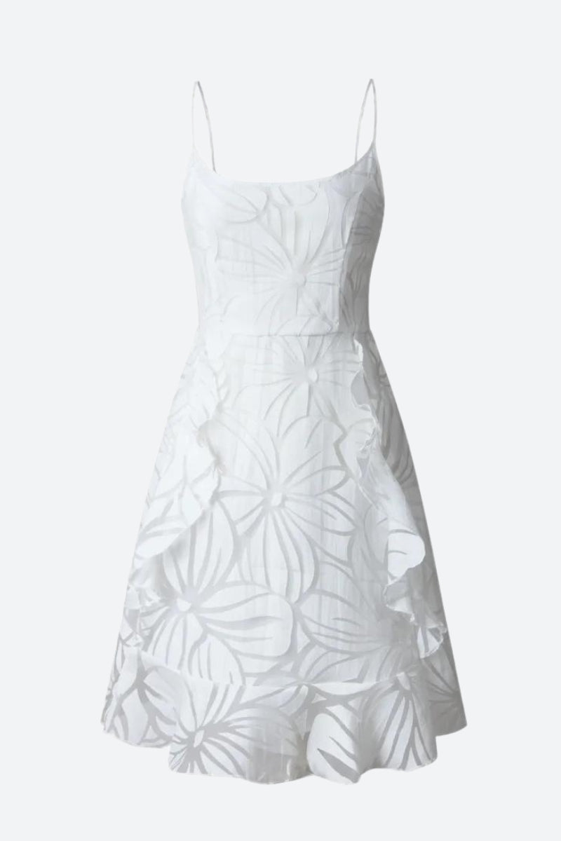 Botanical Ruffled Mini Dress