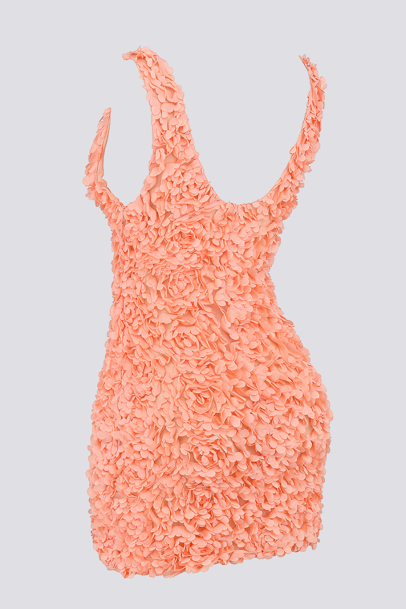 Tatiana Minimalist Flower Mini Dress with Plunging Neckline Evening Wear Edit