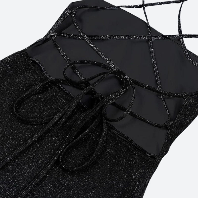 Backless Glitter Mini Dress