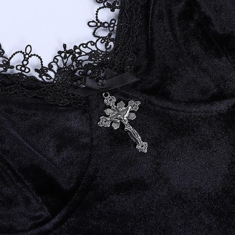 Cross Goth Detail Mini Dress