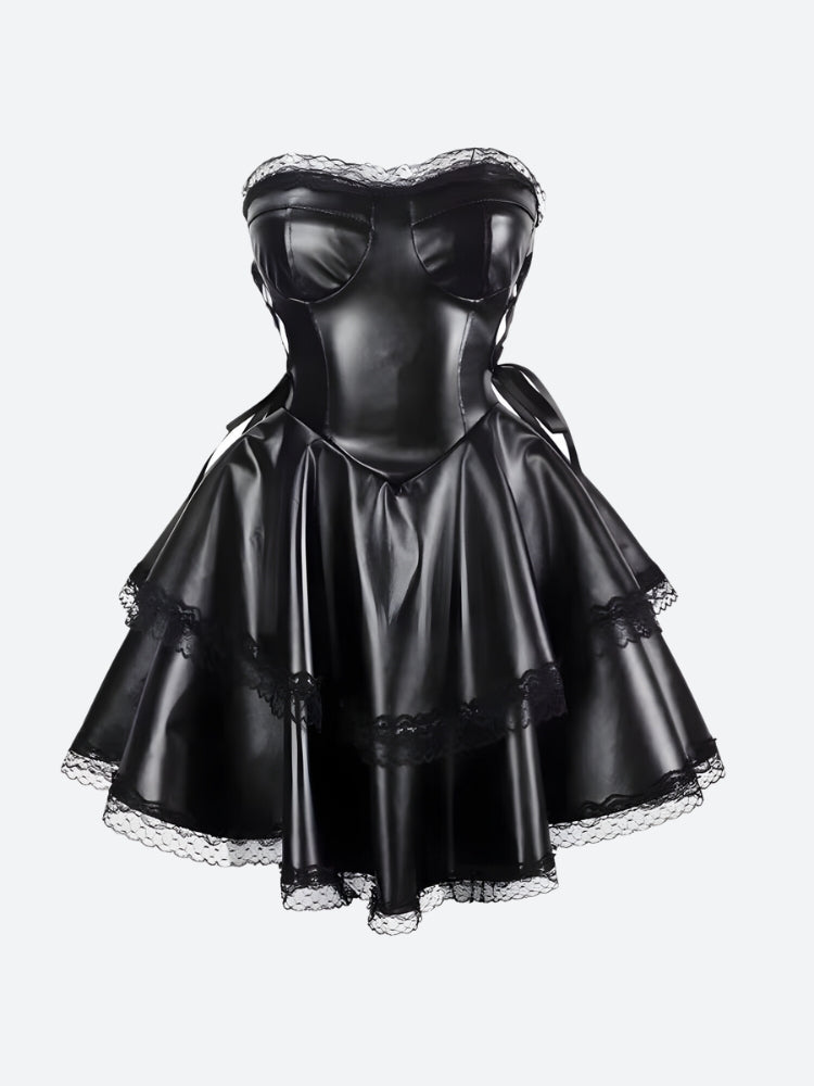 Faux Goth Leather Mini Dress