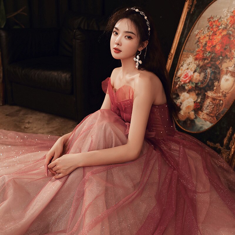 Kissnovaa - Gradient Sexy Long Dress Sweetheart Prom Dresses