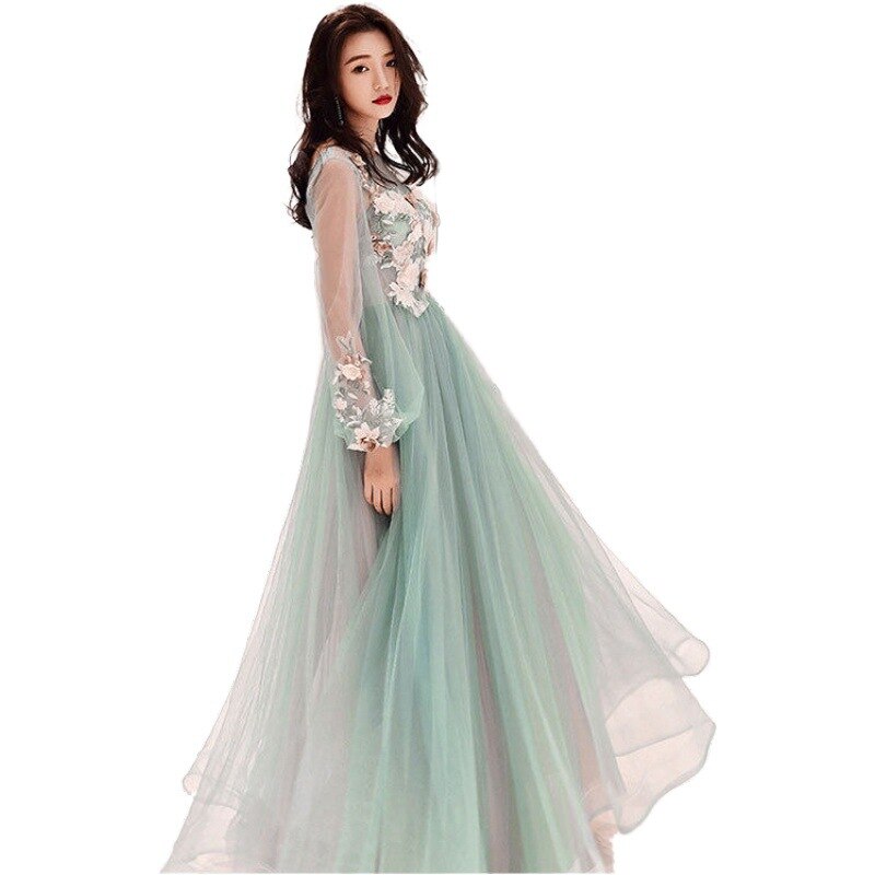 Kissnovaa - Green Fantasy Fairy Prom Dresses Summer Wedding Dresses