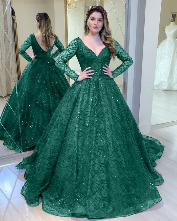 Kissnovaa - Green Shinny Wedding Party Dresses