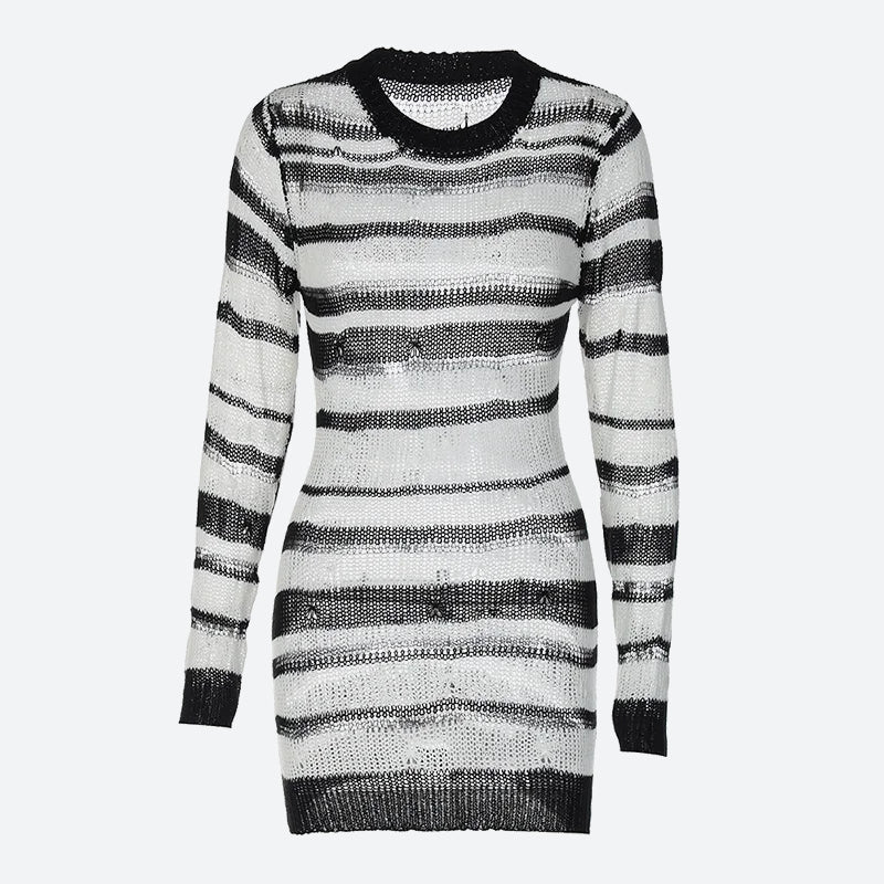 Open Grunge Weave Knitted Mini Dress