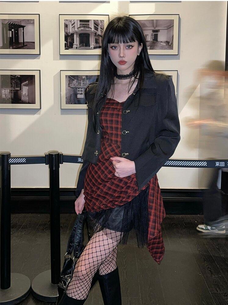 Plaid Grunge Mini Dress