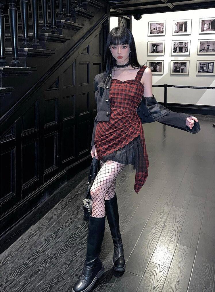 Plaid Grunge Mini Dress
