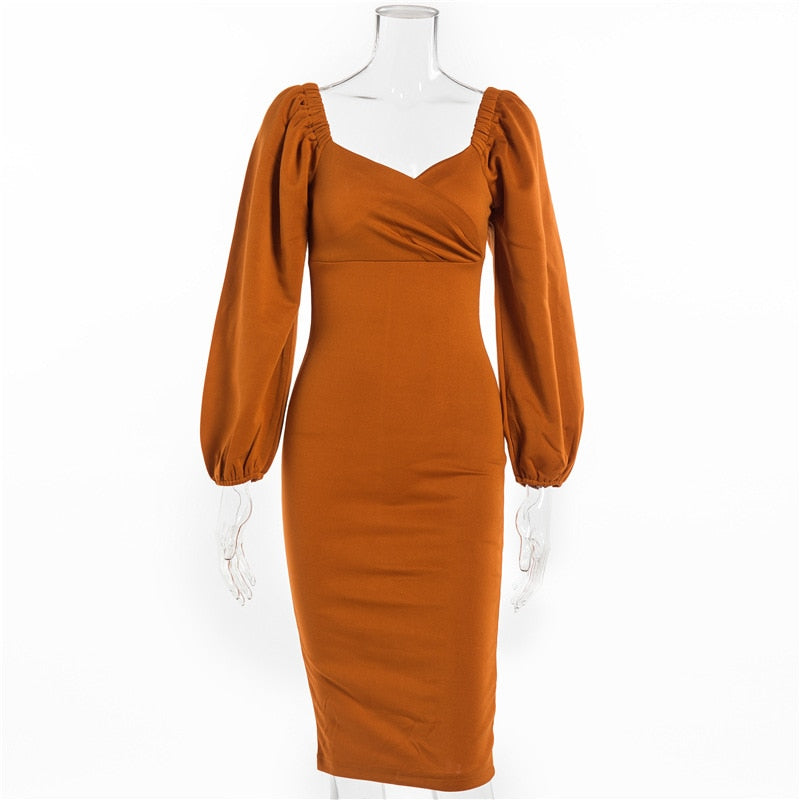 Classic Christmas Evening Sophisticated Date Office Party Midi Dress