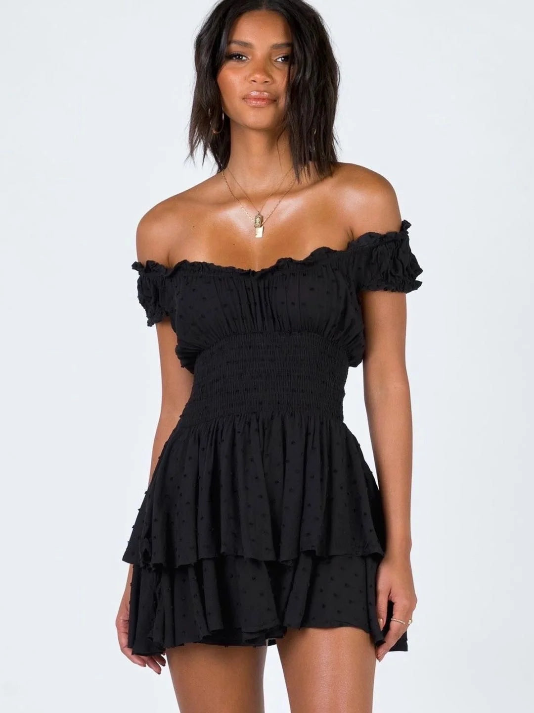Irregular Bohemian Ruffles Mini Dress