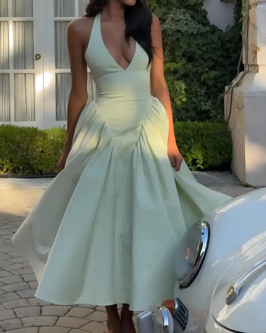 Neck Halter Corset Midi Dress
