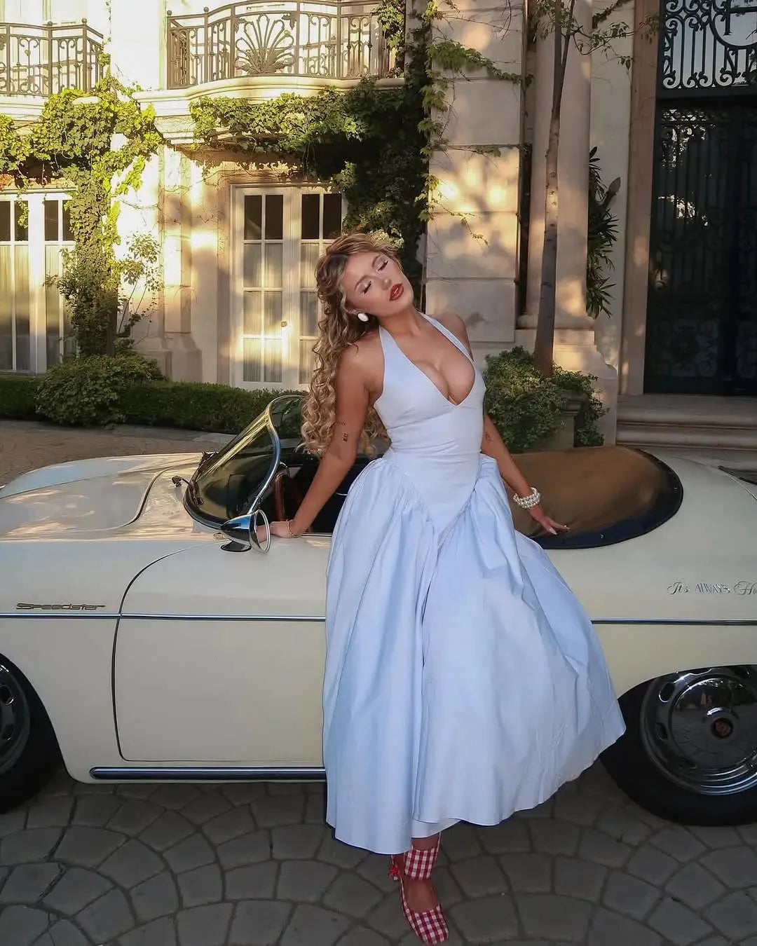 Neck Halter Corset Midi Dress