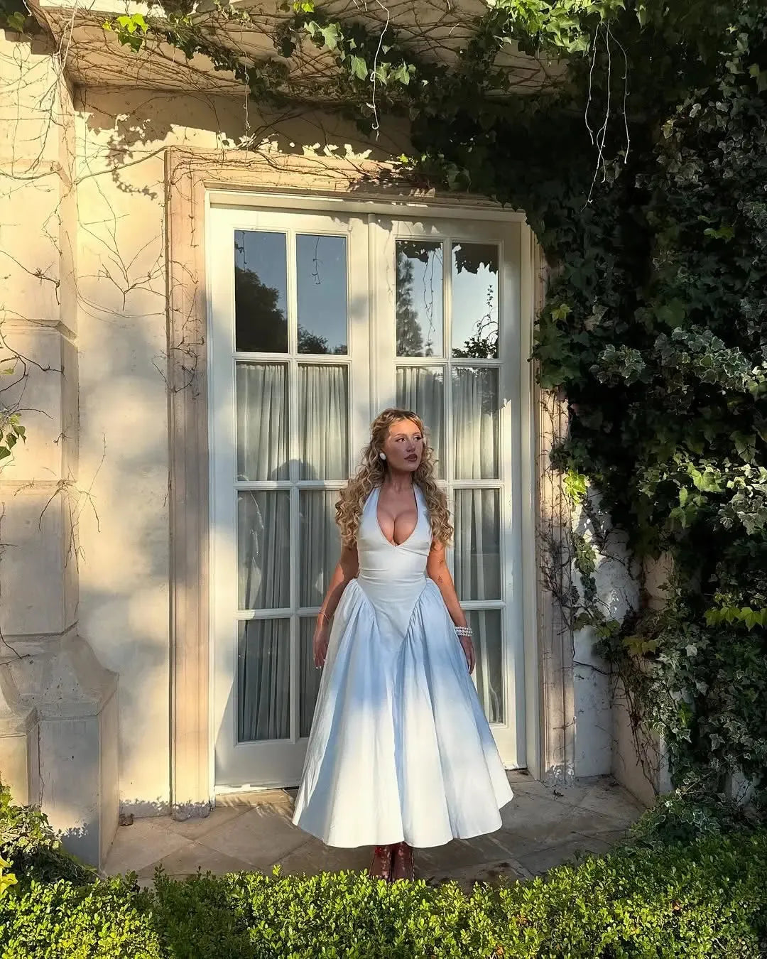 Neck Halter Corset Midi Dress