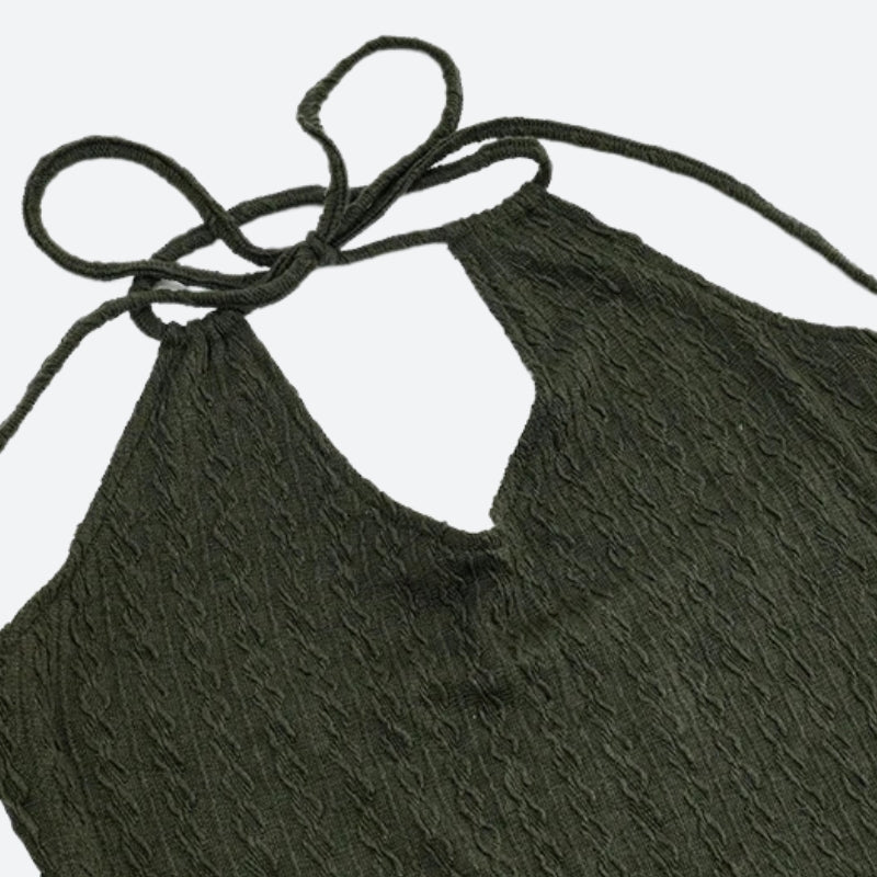 Neck Halter Knitted Mini Dress