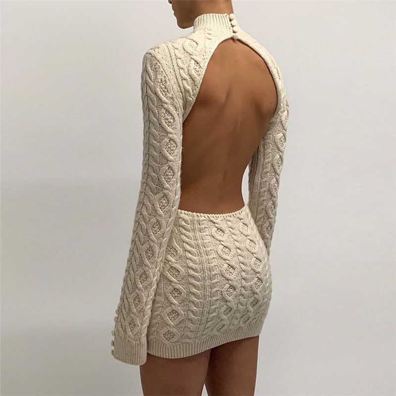 Knitted Elara Back Cut Out Mini Dress