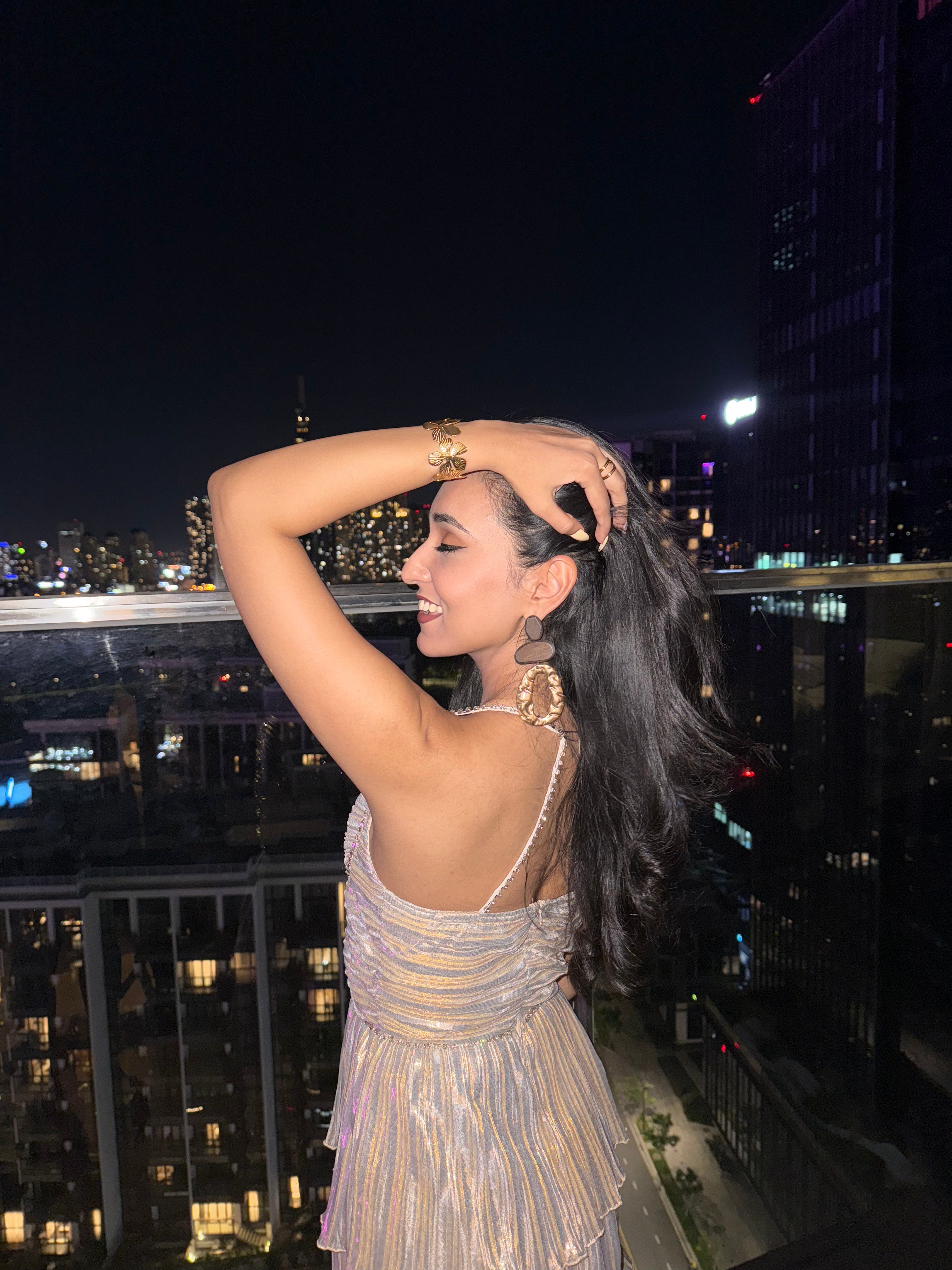 Ruffle Party Midi Dress Champagne