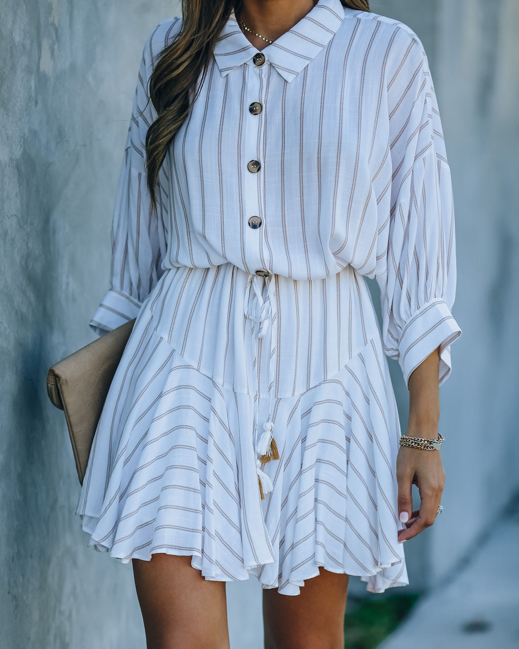 Striped Hina Button Down Shirt Dress