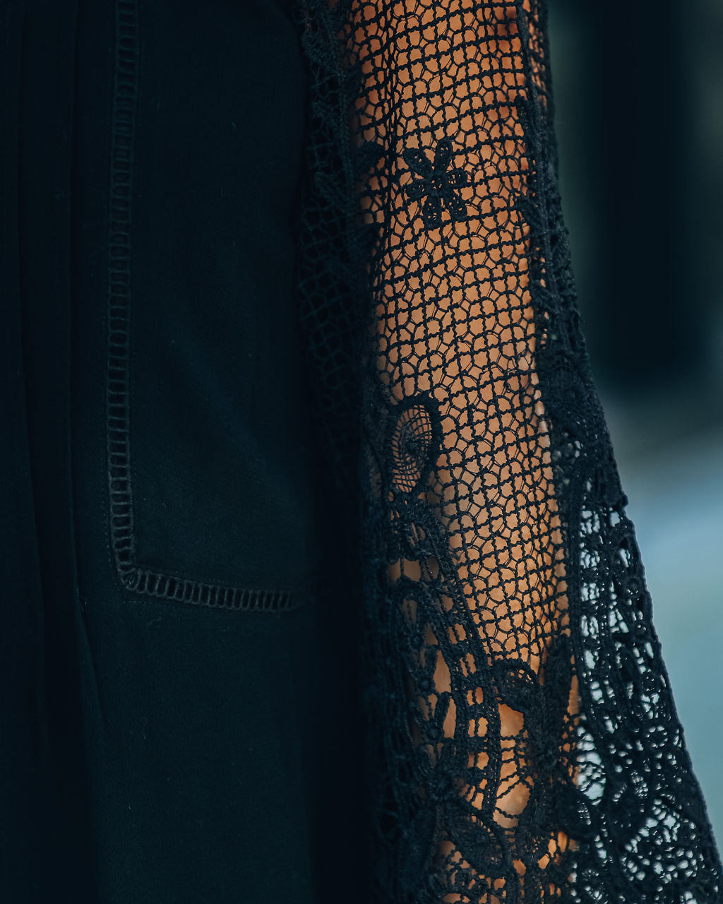 Of City Love Pocketed Crochet Lace Dress Black