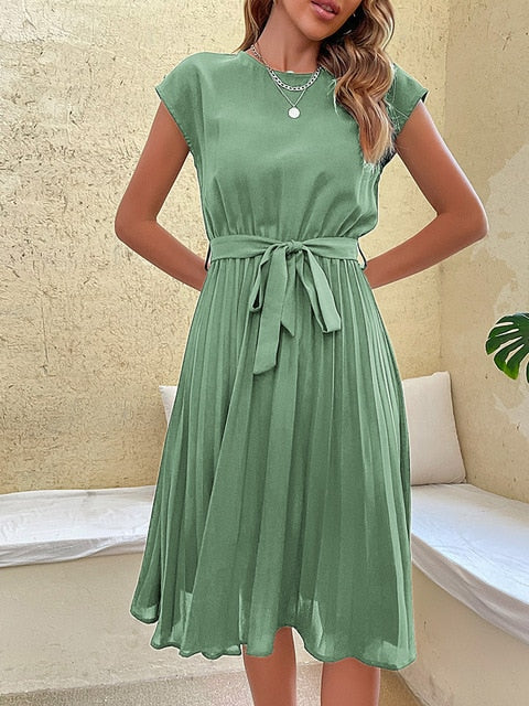 Premium Paula Cecilia Mini Dress with Short Sleeves and Pleats Boutique Collection